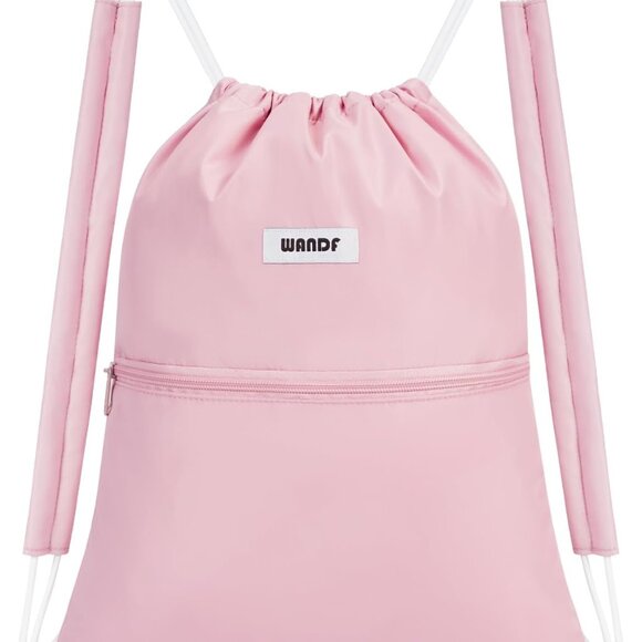 Drawstring Backpack Sports Gym Bag with Shoulder Pads Water Resistant String Bag - Picture 1 of 7